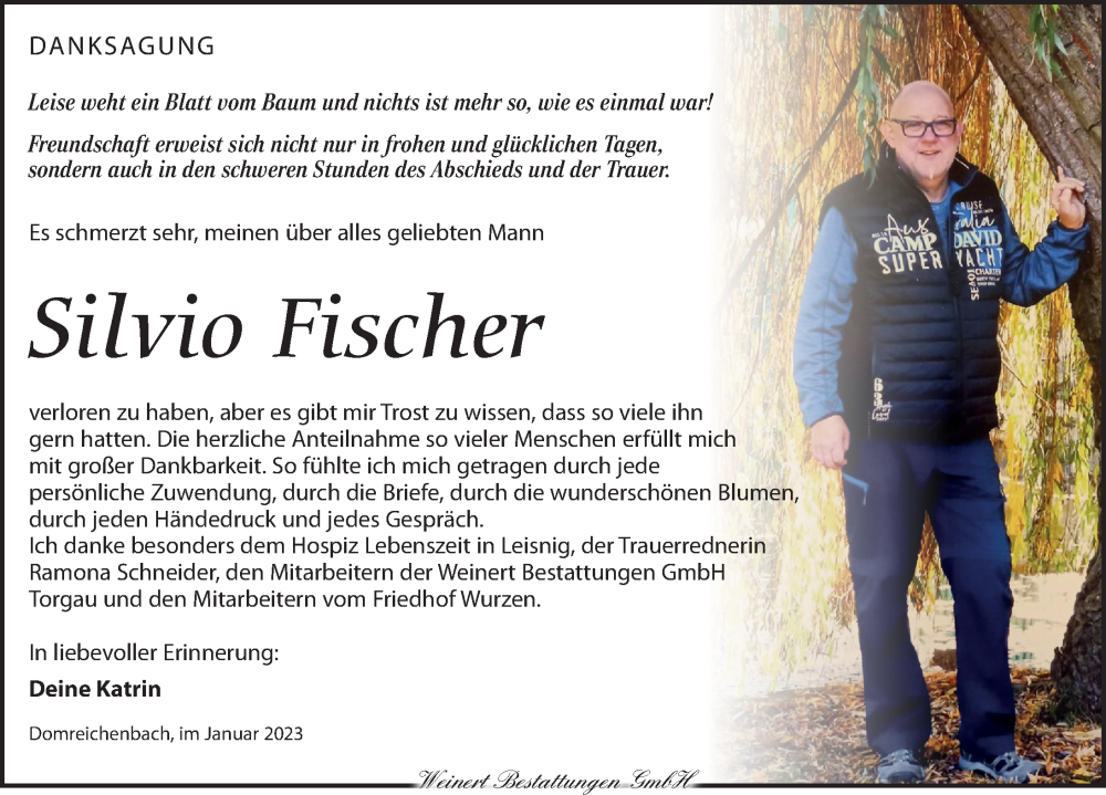  Traueranzeige für Silvio Fischer vom 04.02.2023 aus Leipziger Volkszeitung