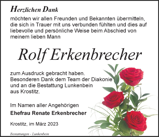 Traueranzeige von Bestattungen Erkenbrecher von Leipziger Volkszeitung