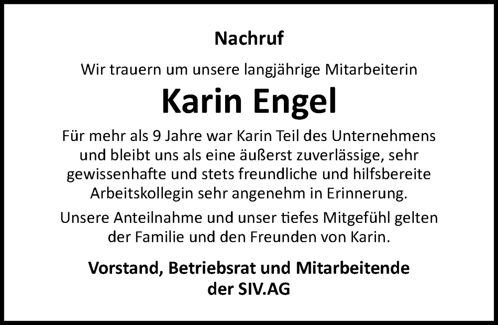  Traueranzeige für Karin Engel vom 11.02.2023 aus 