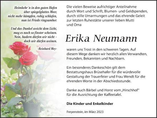 Traueranzeige von Erika Neumann von Märkischen Allgemeine Zeitung