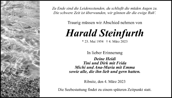 Traueranzeige von Harald Steinfurth von Ostsee-Zeitung GmbH