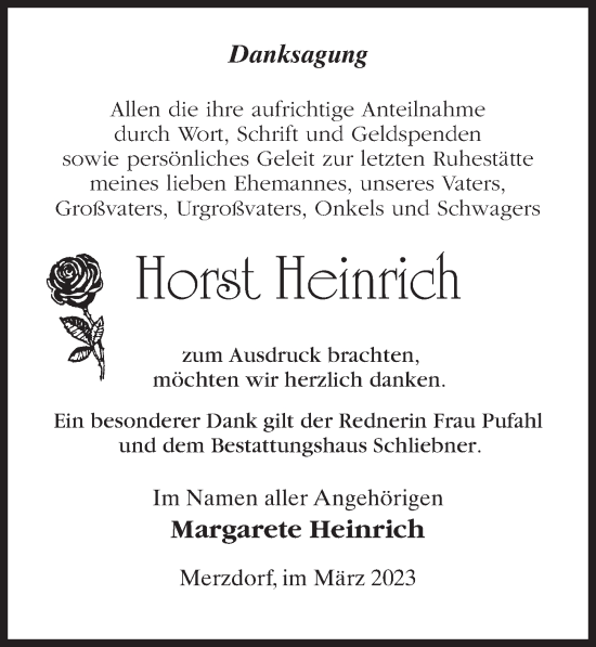 Traueranzeige von Horst Heinrich von Märkischen Allgemeine Zeitung