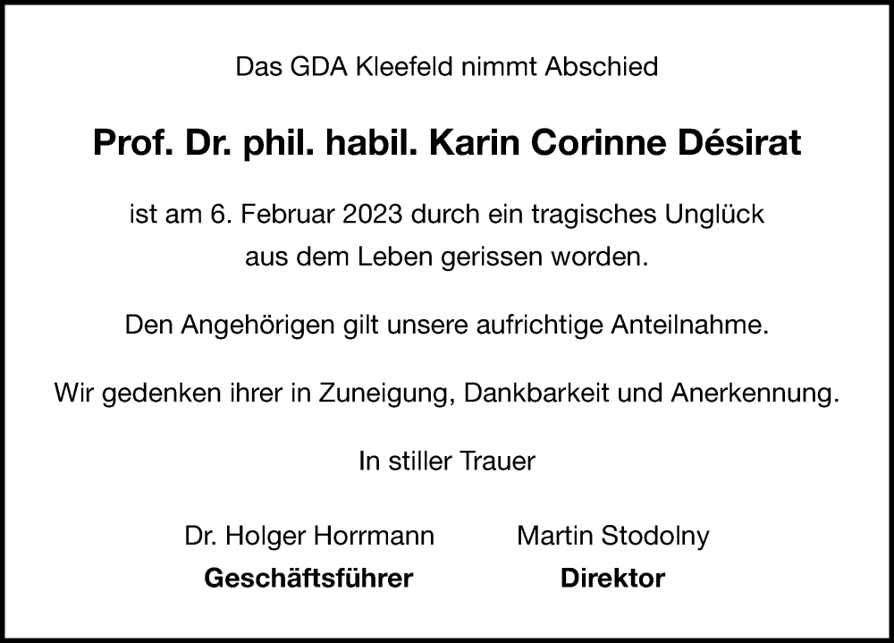  Traueranzeige für Karin Corinne Désirat vom 04.03.2023 aus Hannoversche Allgemeine Zeitung/Neue Presse