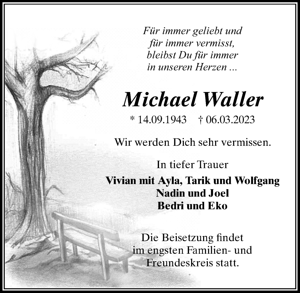 Traueranzeige für Michael Waller vom 18.03.2023 aus Märkischen Allgemeine Zeitung