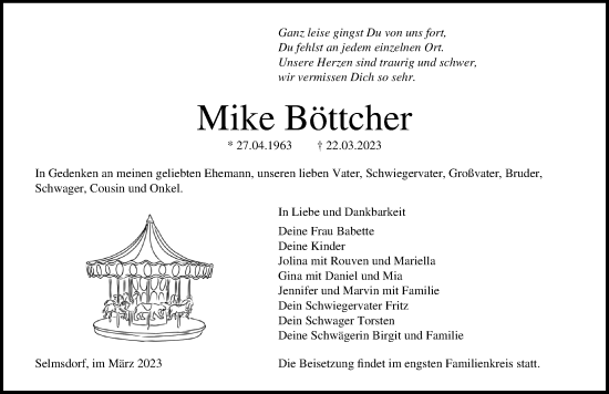 Traueranzeige von Mike Böttcher von Lübecker Nachrichten