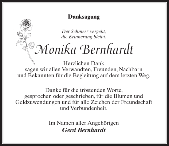 Traueranzeige von Monika Bernhardt von Märkischen Allgemeine Zeitung