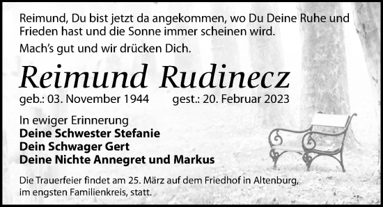 Traueranzeige von Reimund Rudinecz von Leipziger Volkszeitung