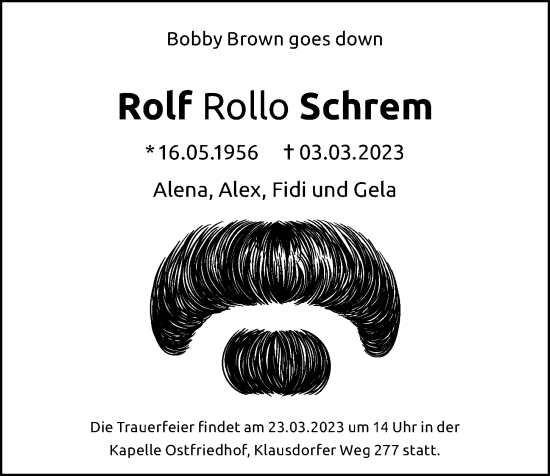 Traueranzeige von Rolf Schrem von Kieler Nachrichten