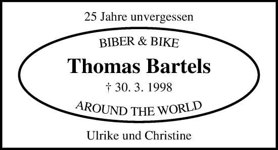 Traueranzeige von Thomas Bartels von Lübecker Nachrichten