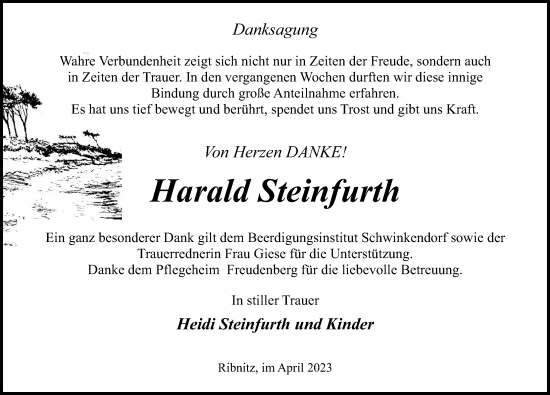 Traueranzeige von Harald Steinfurth von Ostsee-Zeitung GmbH