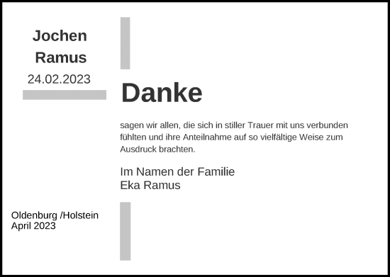 Traueranzeige von Jochen Ramus von Lübecker Nachrichten