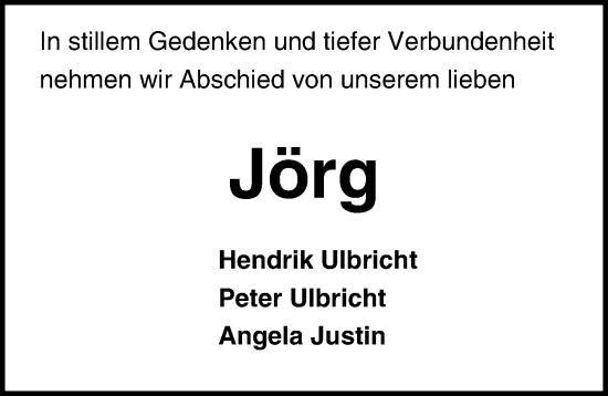 Traueranzeige von Jörg  von Lübecker Nachrichten