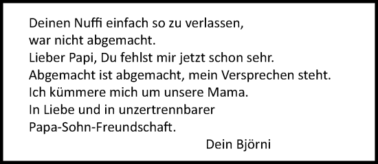 Traueranzeige von Papa  von Lübecker Nachrichten