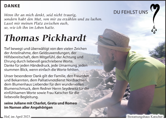 Traueranzeige von Thomas Pickhardt von Leipziger Volkszeitung