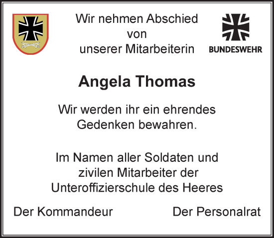 Traueranzeige von Angela Thomas von Leipziger Volkszeitung