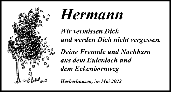 Traueranzeige von Hermann  von Göttinger Tageblatt