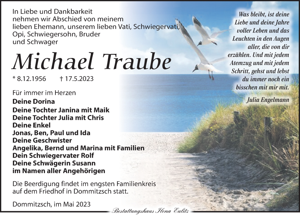  Traueranzeige für Michael Traube vom 23.05.2023 aus Torgauer Zeitung