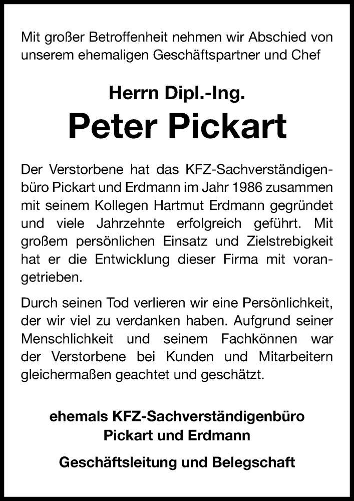  Traueranzeige für Peter Pickart vom 20.05.2023 aus Göttinger Tageblatt