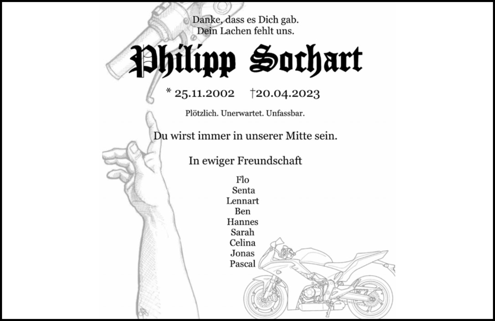  Traueranzeige für Philipp Sochart vom 06.05.2023 aus Kieler Nachrichten