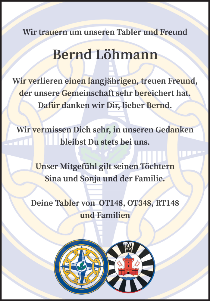  Traueranzeige für Bernd Löhmann vom 03.06.2023 aus Kieler Nachrichten