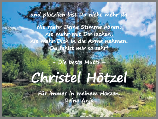 Traueranzeige von Christel Hötzel von Kieler Nachrichten