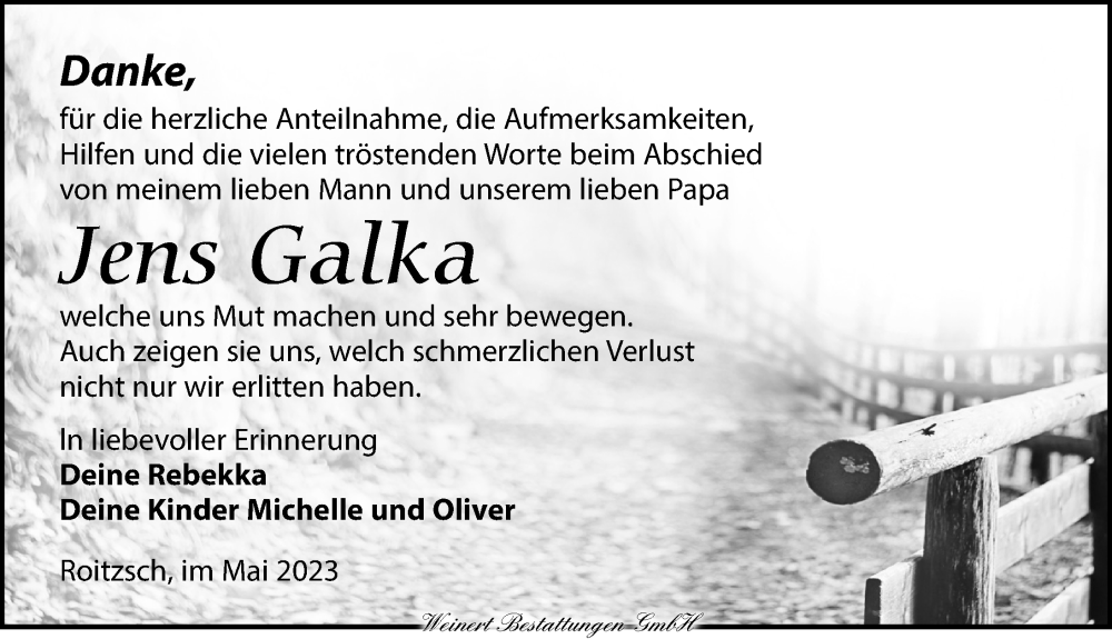 Traueranzeige für Jens Galka vom 24.06.2023 aus Torgauer Zeitung