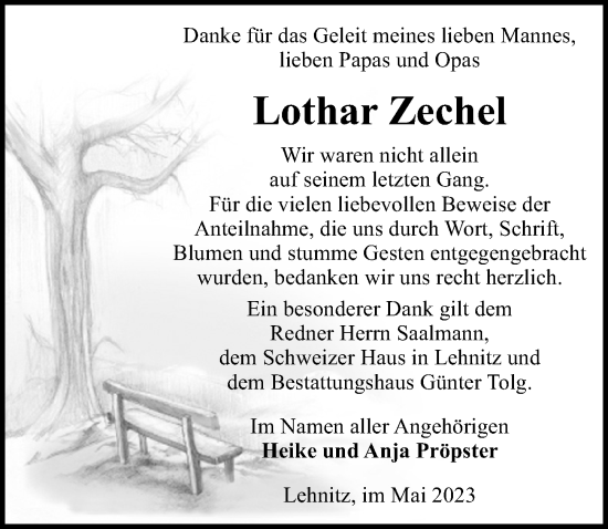 Traueranzeige von Lothar Zechel von Märkischen Allgemeine Zeitung