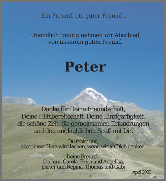 Traueranzeige von Peter  von Torgauer Zeitung