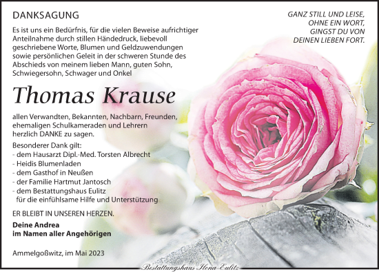 Traueranzeige von Thomas Krause von Leipziger Volkszeitung