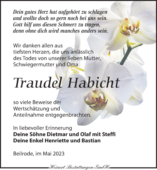 Traueranzeige von Traudel Habicht von Torgauer Zeitung