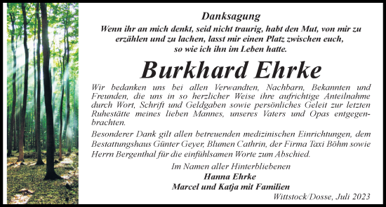 Traueranzeige von Burkhard Ehrke von Märkischen Allgemeine Zeitung