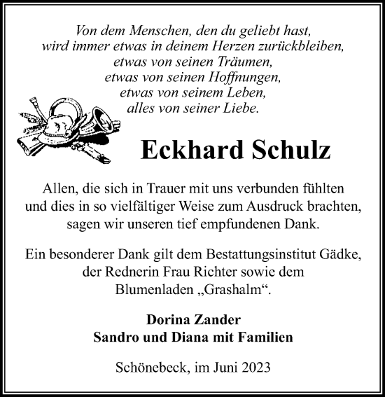 Traueranzeige von Eckhard Schulz von Märkischen Allgemeine Zeitung