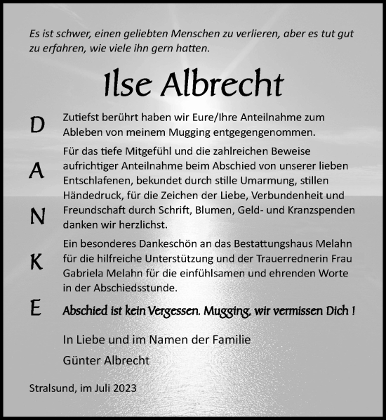 Traueranzeige von Ilse Albrecht