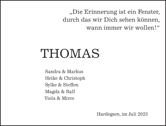 Traueranzeige von Thomas  von Göttinger Tageblatt