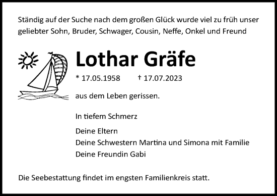 Traueranzeige von Lothar Gräfe