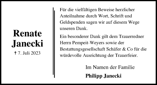 Traueranzeige von Renate Janecki von Lübecker Nachrichten