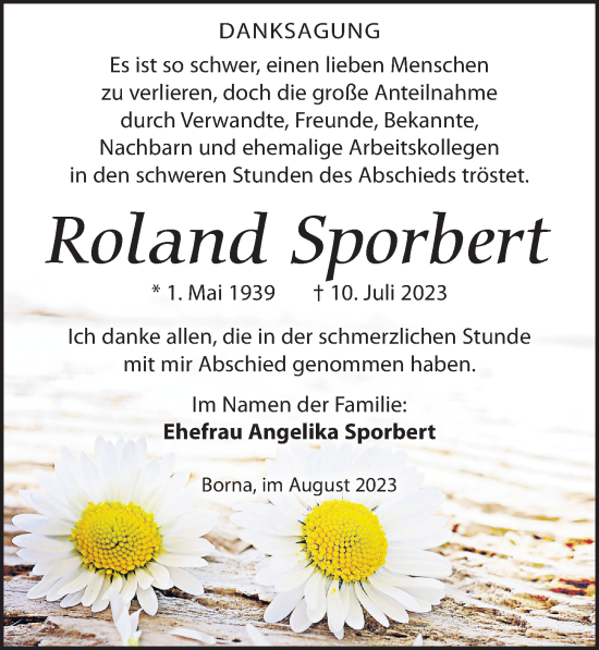 Traueranzeige von Roland Sporbert von Leipziger Volkszeitung