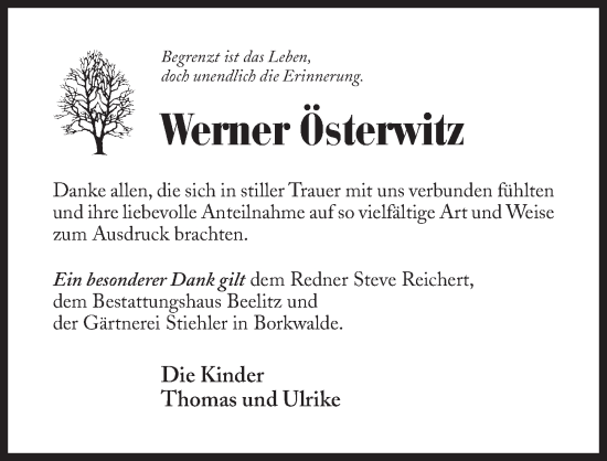 Traueranzeige von Werner Österwitz von Märkischen Allgemeine Zeitung
