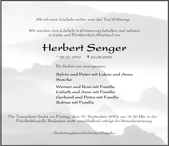 Traueranzeige von Herbert Senger von Göttinger Tageblatt