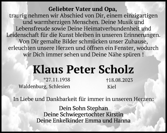 Traueranzeige von Klaus Peter Scholz von Kieler Nachrichten