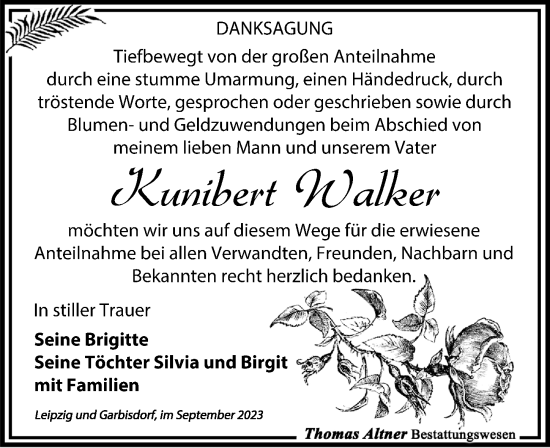 Traueranzeige von Kunibert Walker von Leipziger Volkszeitung