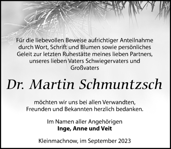 Traueranzeige von Martin Schmuntzsch von Märkischen Allgemeine Zeitung