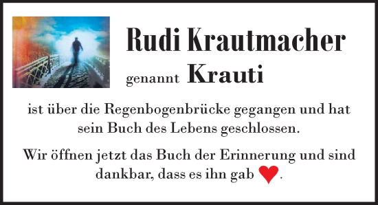 Traueranzeige von Rudi Krautmacher von Hannoversche Allgemeine Zeitung/Neue Presse