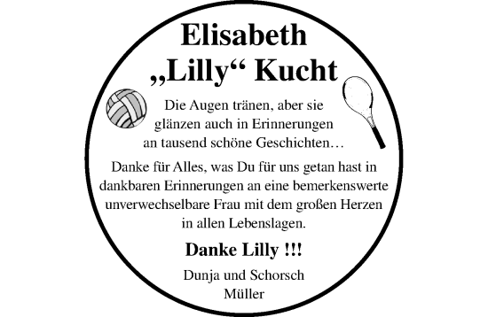 Traueranzeige von Elisabeth  Kucht von Lübecker Nachrichten