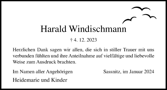 Traueranzeige von Harald Windischmann von Ostsee-Zeitung GmbH