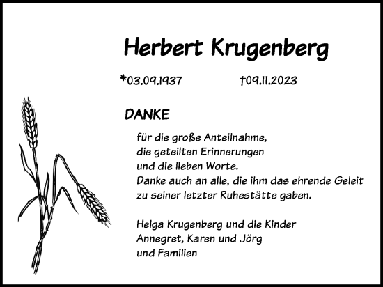 Traueranzeige von Herbert  Krugenberg von Märkischen Allgemeine Zeitung