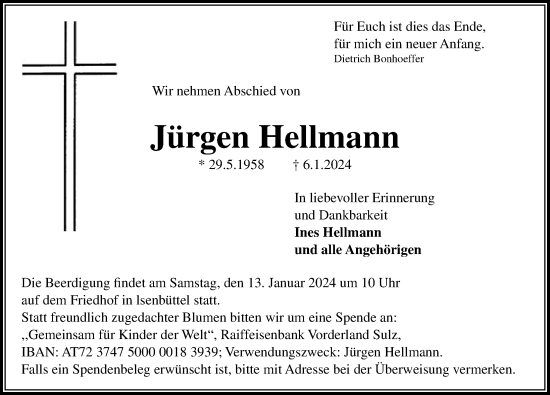 Traueranzeige von Jürgen Hellmann von Aller Zeitung