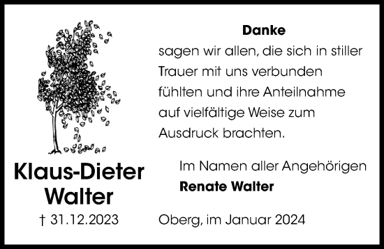 Traueranzeige von Klaus-Dieter Walter von Peiner Allgemeine Zeitung