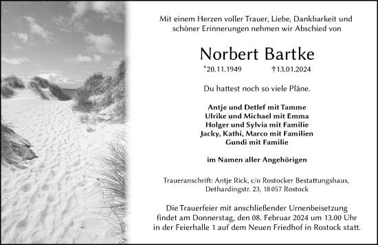 Traueranzeigen Von Norbert Bartke 