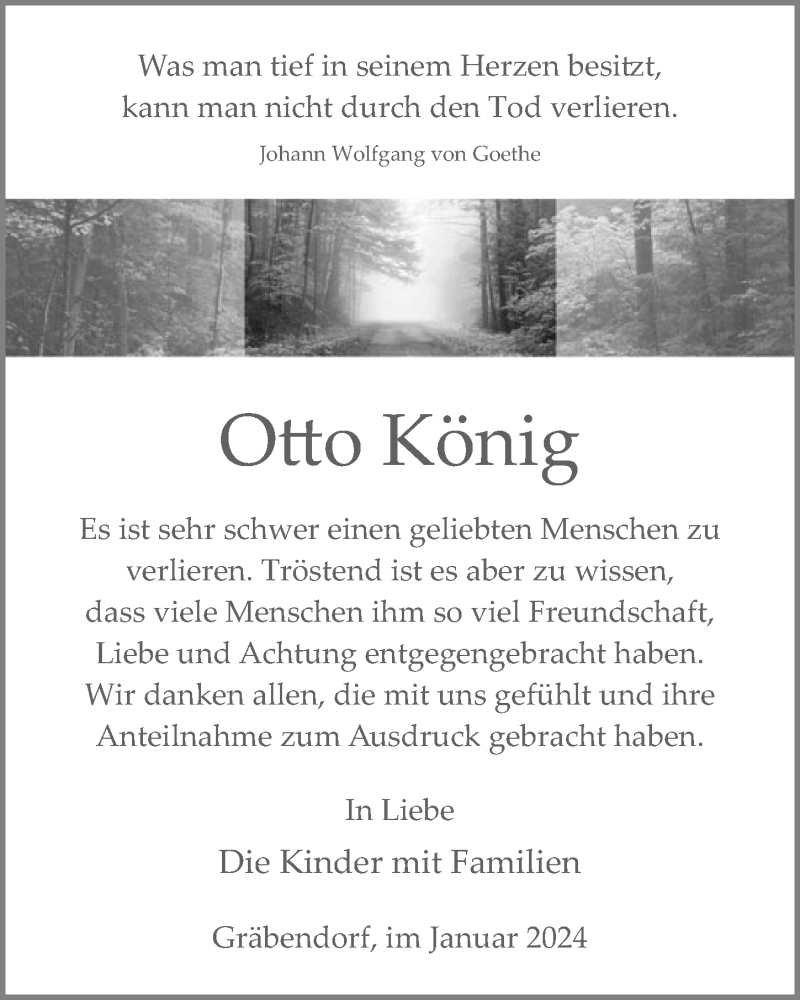  Traueranzeige für Otto König vom 06.01.2024 aus Märkischen Allgemeine Zeitung